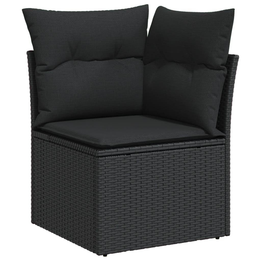 10-delige Loungeset met kussens poly rattan zwart Zwart Met tafel