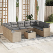 Loungeset 10-delig poly rattan beige