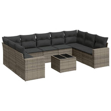 10-Delige Loungeset Met Kussens Poly Rattan Grijs