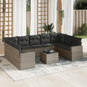 Loungeset 10-delig poly rattan grijs