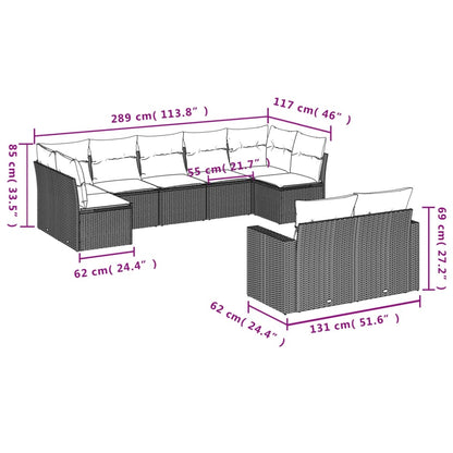 9-Delige Loungeset Met Kussens Poly Rattan Beige
