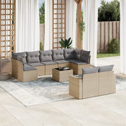 Loungeset 10-delig poly rattan beige