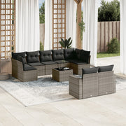 Loungeset 10-delig poly rattan grijs