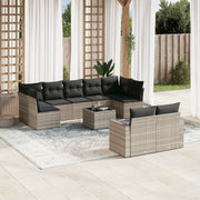 Loungeset 10-delig poly rattan lichtgrijs