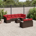 Loungeset 10-delig poly rattan bruin