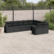 Loungeset poly rattan 9-delig zwart