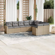 Loungeset 9-delig poly rattan beige