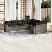 Loungeset 9-delig poly rattan grijs