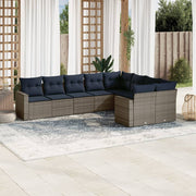 Loungeset 9-delig poly rattan grijs