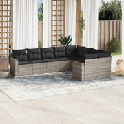 Loungeset 9-delig poly rattan lichtgrijs