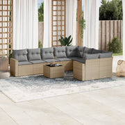 Loungeset 10-delig poly rattan beige