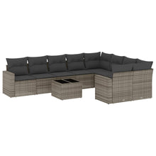 10-Delige Loungeset Met Kussens Poly Rattan Grijs
