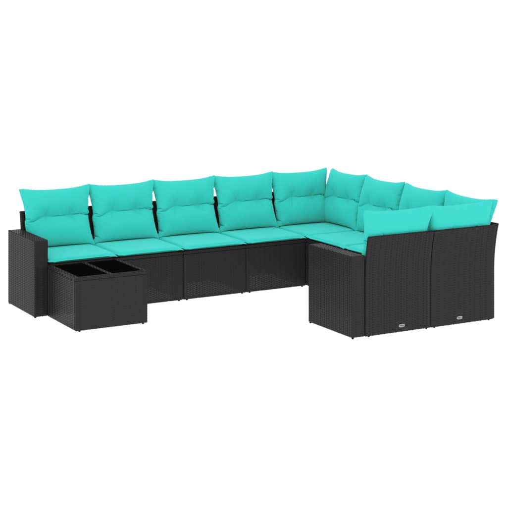 10-Delige Loungeset Met Kussens Poly Rattan