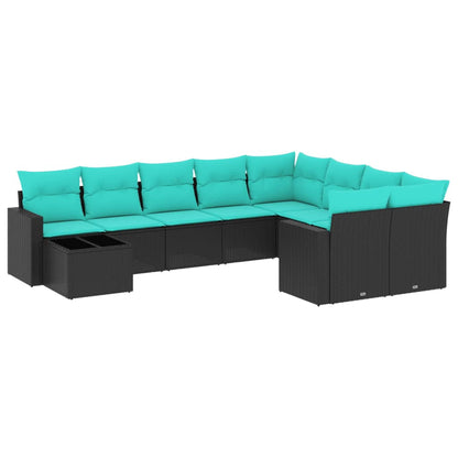 10-Delige Loungeset Met Kussens Poly Rattan
