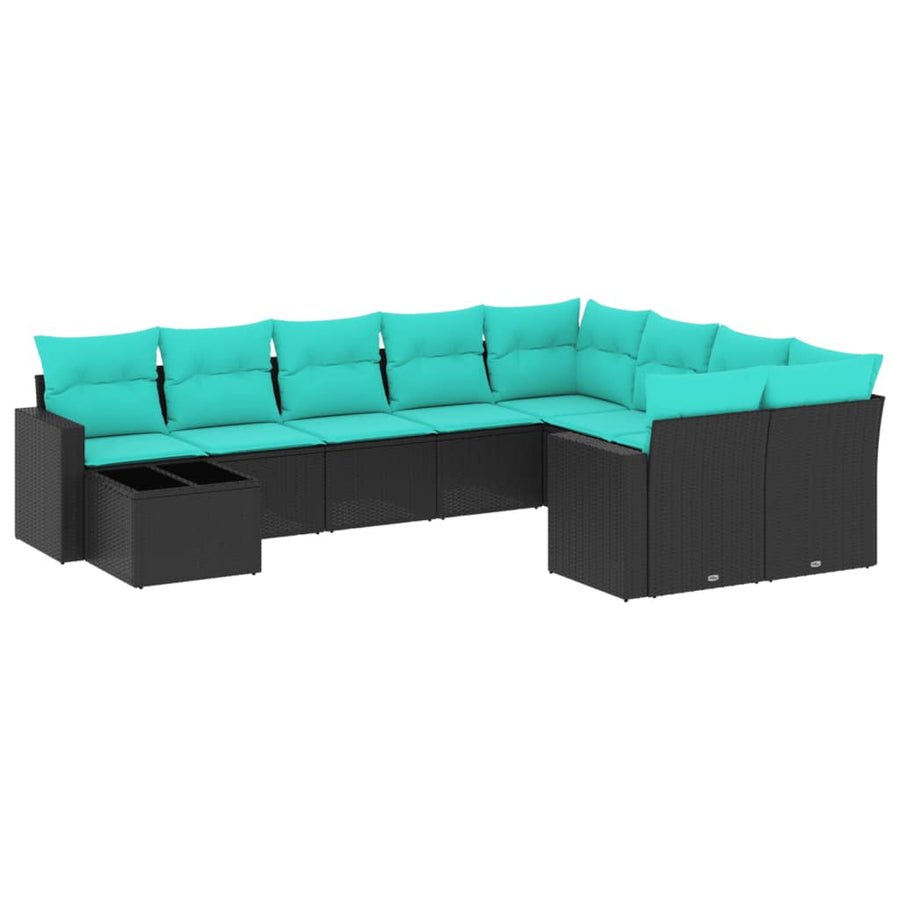 10-Delige Loungeset Met Kussens Poly Rattan