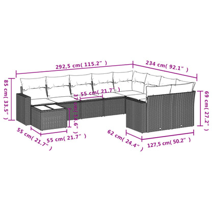 10-Delige Loungeset Met Kussens Poly Rattan