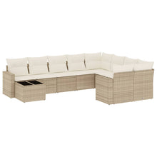 10-Delige Loungeset Met Kussens Poly Rattan Beige