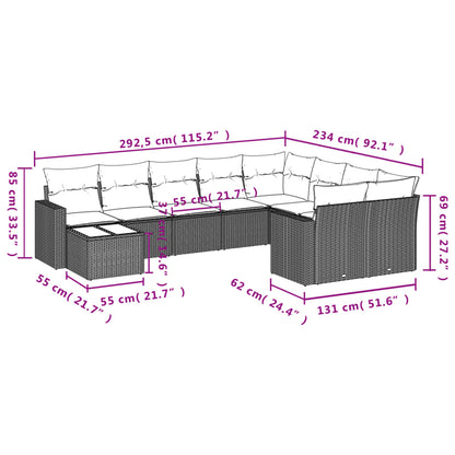 10-Delige Loungeset Met Kussens Poly Rattan Beige