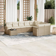 Loungeset 10-delig poly rattan beige