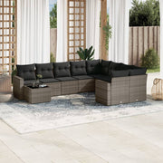 Loungeset 10-delig poly rattan grijs