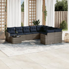 10-piece Lounge Set with Cushions Poly Rattan Grey
