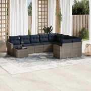 Loungeset 10-delig poly rattan grijs