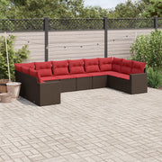 Loungeset 10-delig poly rattan bruin