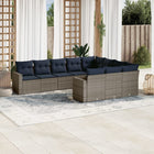 10-piece Lounge Set with Cushions Poly Rattan Grey