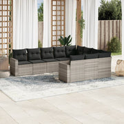 10-piece Lounge Set with Cushions Poly Rattan Light Grey