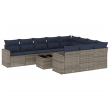 11-delige Loungeset met kussens poly rattan grijs