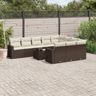 11-delige Loungeset met kussens poly rattan bruin