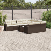 11-Piece Rattan Lounge Set with Cushions Brown