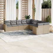 Loungeset 10-delig poly rattan beige