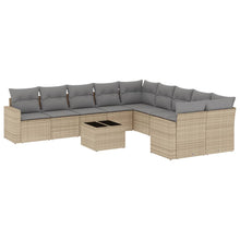 11-Delige Tuinset Met Kussens Poly Rattan Beige