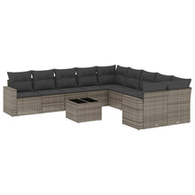 11-Delige Loungeset Met Kussens Poly Rattan Grijs