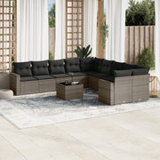 Loungeset 11-delig poly rattan grijs