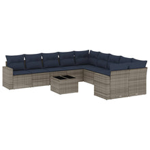 11-delige Loungeset met kussens poly rattan grijs
