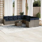 11-piece Loungeset with cushions poly rattan grey
