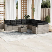 Loungeset 11-delig poly rattan lichtgrijs