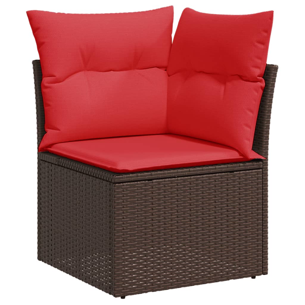 11-delige Loungeset met kussens poly rattan bruin