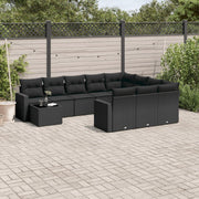 Loungeset 11-delig poly rattan zwart