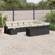 Loungeset 11-delig poly rattan zwart