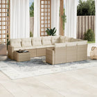 11-Delige Tuinset Met Kussens Poly Rattan Beige