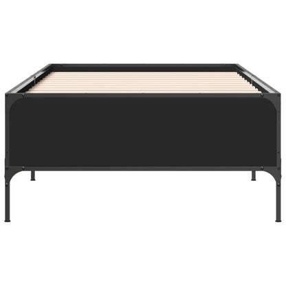 Bedframe bewerkt hout en metaal zwart 90x200 cm