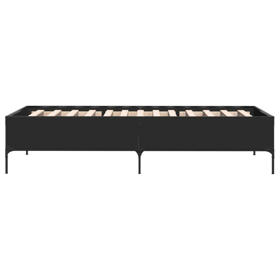 Bedframe bewerkt hout en metaal zwart 90x200 cm