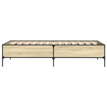 Bedframe bewerkt hout en metaal sonoma eikenkleurig 90x200 cm