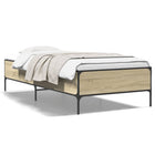 Sonoma oak-coloured treated wood and metal bed frame 90x200 cm