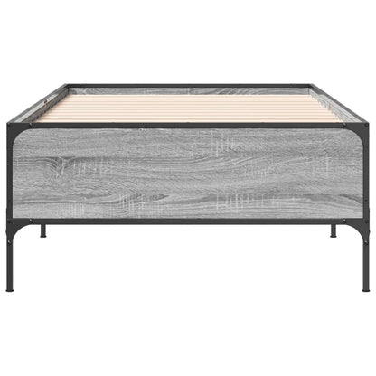 Bedframe bewerkt hout en metaal grijs sonoma eiken 90x200 cm