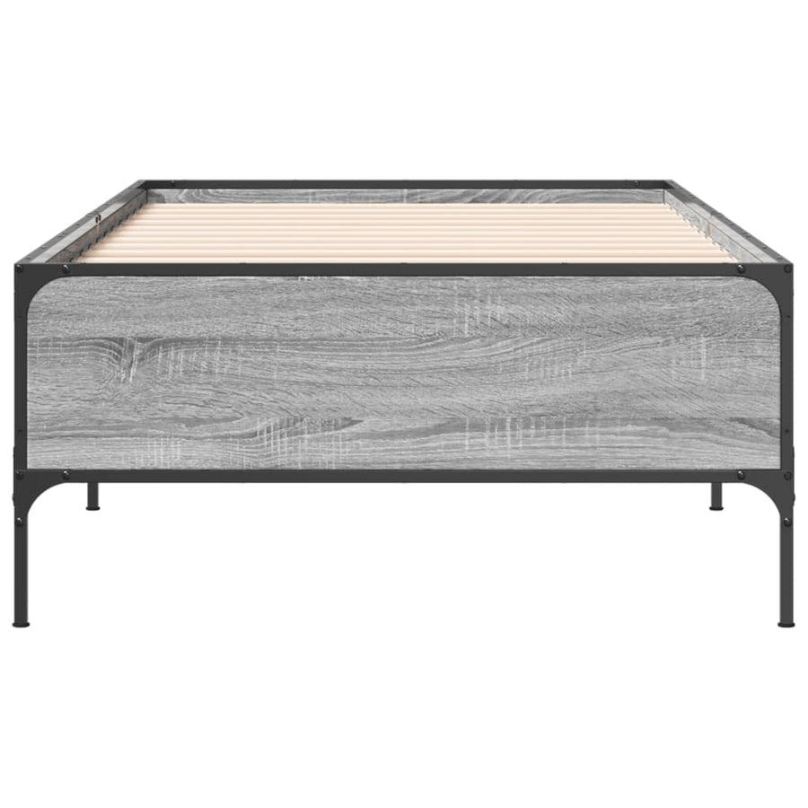 Bedframe bewerkt hout en metaal grijs sonoma eiken 90x200 cm