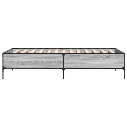 Bedframe bewerkt hout en metaal grijs sonoma eiken 90x200 cm